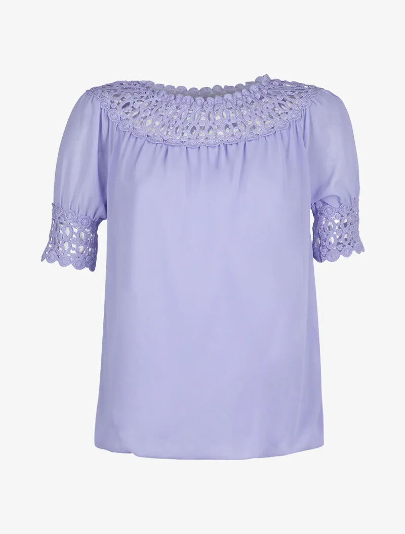 Top boule à bords crochet - lilas
