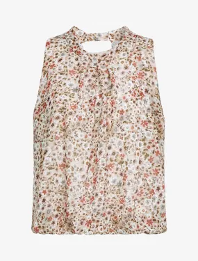 Top coupe boule à imprimé floral - beige