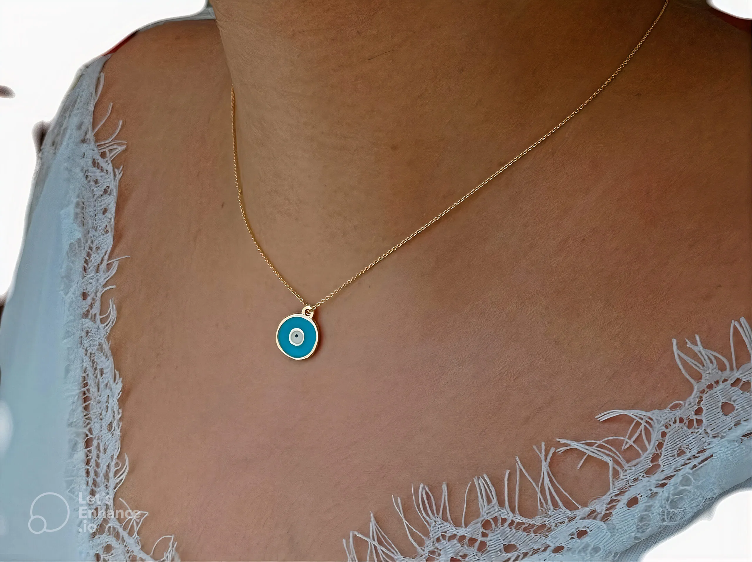 Turquoise color necklace with gold chain, stylish necklace with special gift of Khatam Kari handmade jewelry box