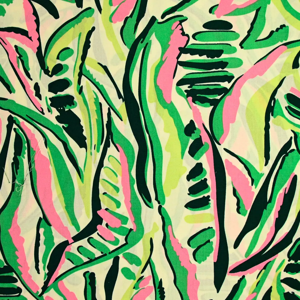 Viscose imprimée festif vert et rose
