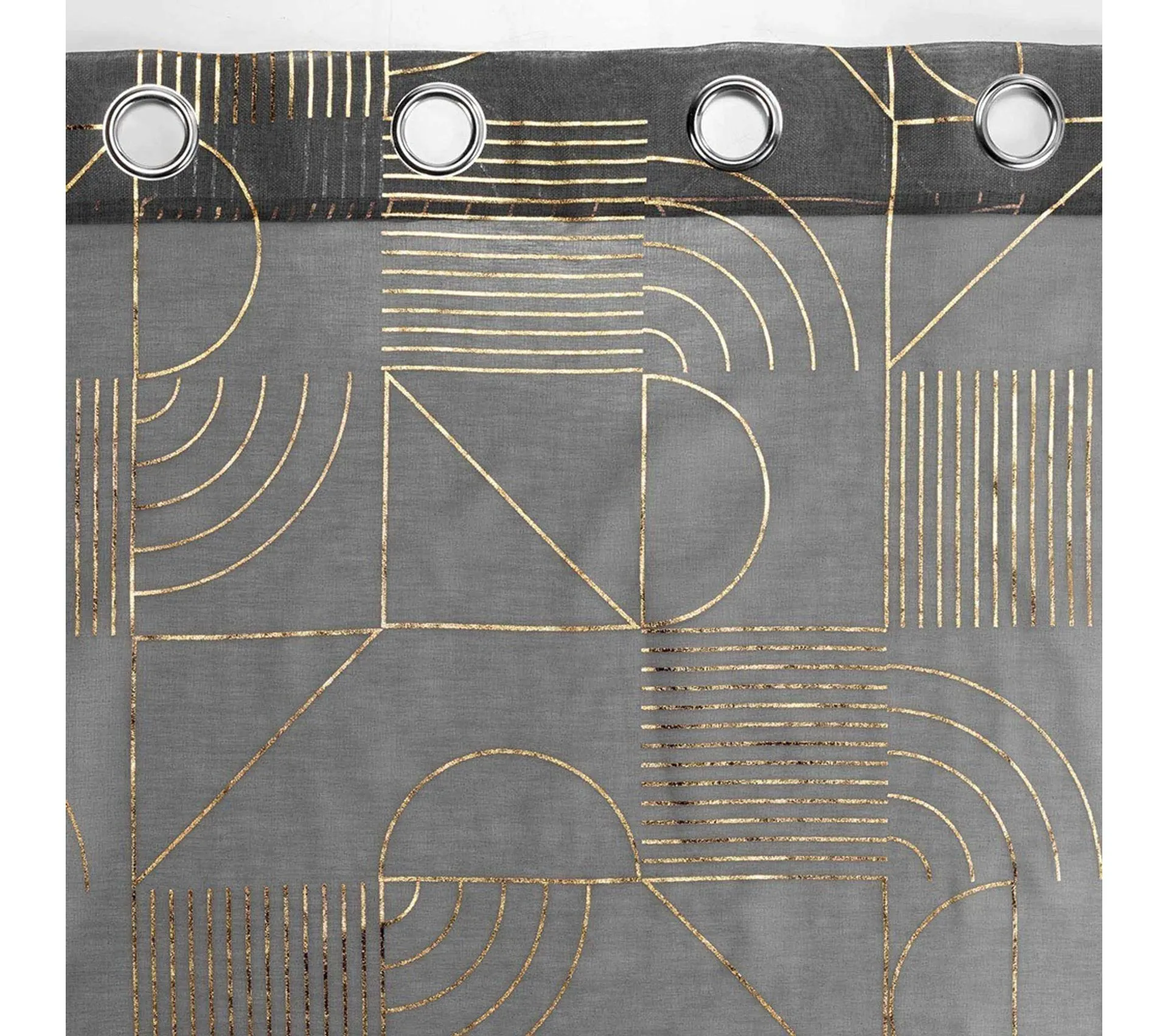 Voilage à Oeillets 140x240 Sable Métallisé Lineor Anthracite Or